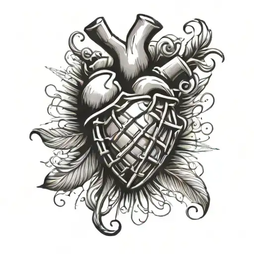 grenade heart tattoo tattoo design idea