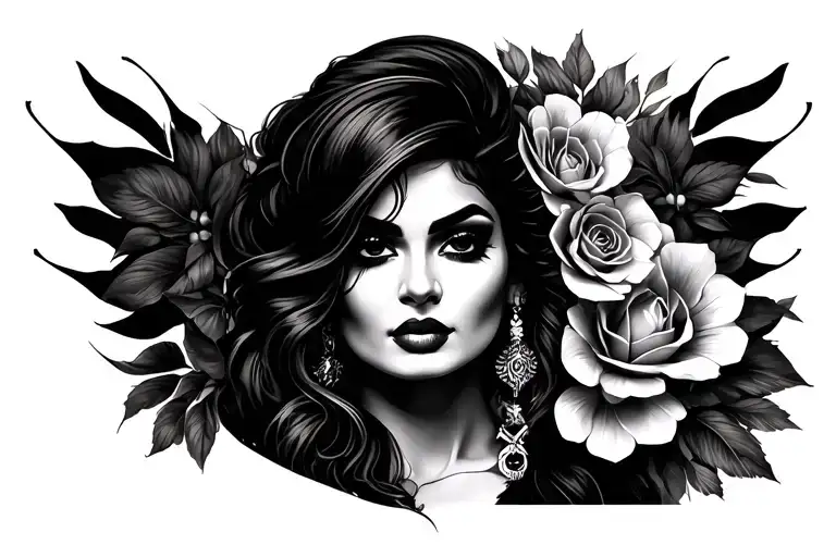 chola chicana  face tattoo design idea