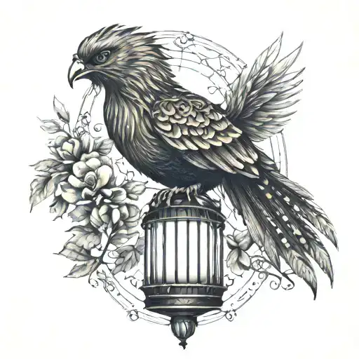 a phoenix with a broken bird cage tattoo tattoo design idea