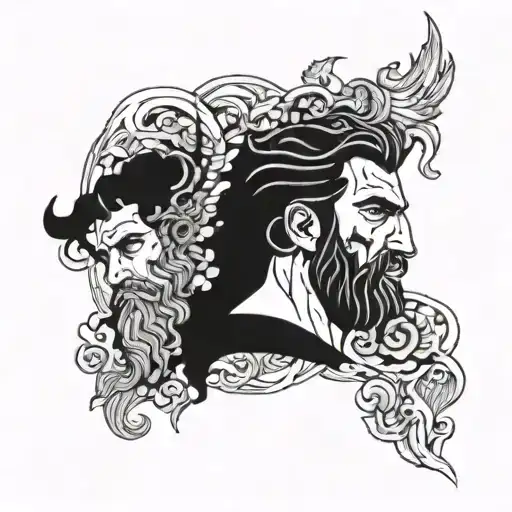 crime and zeus y poseidon tattoo design idea