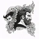 crime and zeus y poseidon tattoo design idea