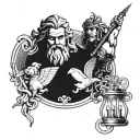 crime and zeus y poseidon tattoo design idea