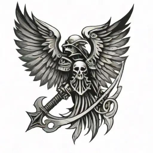Warhammer 40k dark angels symbol tattoo design idea