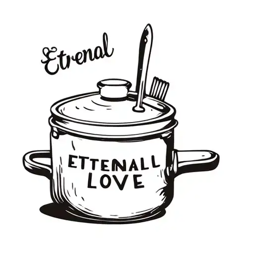 kitchen pot with a toolbox attached to the word eternal love tattoo design idea