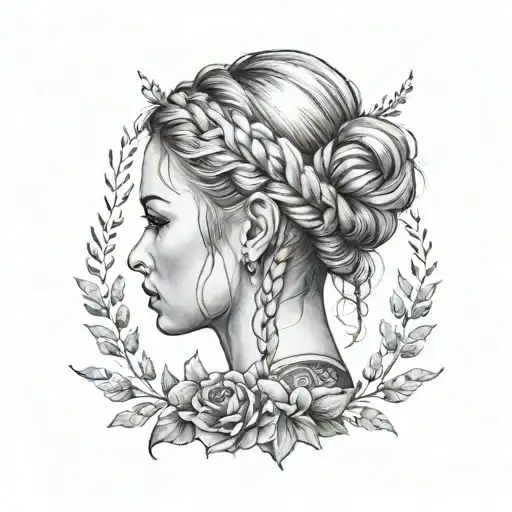 Tattoo on the forearm of a girl with a braid closed on the outside, on the inside a girl with a braid opens up with meaning tattoo design idea