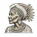 old southern African American woman styled as an elder warrior  tattoo design idea