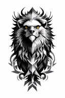 Geometric patterns with an eagle or lion with reference to God and strength tattoo design idea