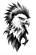 Geometric patterns with an eagle or lion with reference to God and strength tattoo design idea