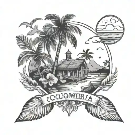 colombia and summer vibes tattoo design idea