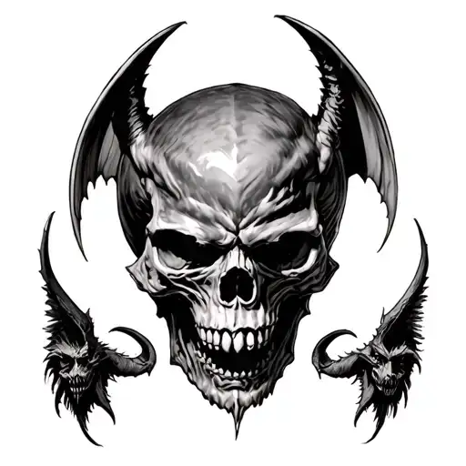 dark skull, chicano, apocalyptic, gargoyles. For a chest tattoo realism piece  tattoo design idea