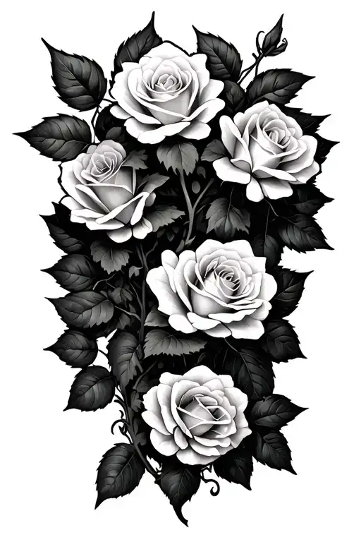 Poison Ivy vine with roses tattoo design idea