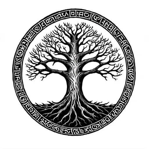 tree of Gondor mixed with Elden ring rune tattoo design idea