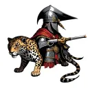 jaguar next to dead conquistador crusader tattoo design idea