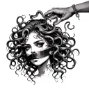 Medusa with tape on her mouth tattoo design idea