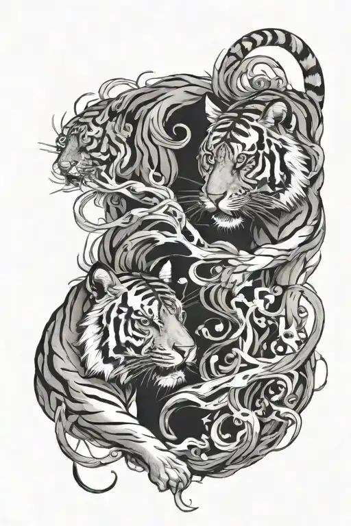 two tigers facing each other full back tattoo design idea