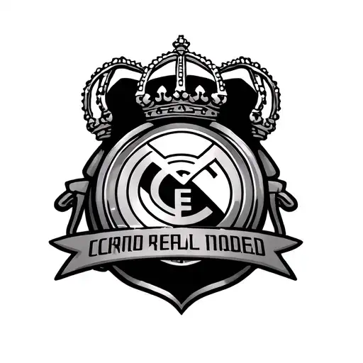 European Cup and Real Madrid Along Shield tattoo design idea