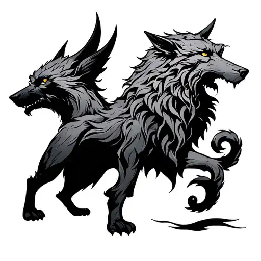 history fenrir and tyr nors mithology tattoo design idea