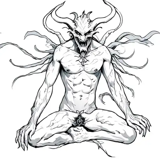 demon on the stomach tattoo design idea