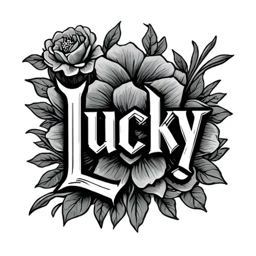 Lucky (word) tattoo design idea
