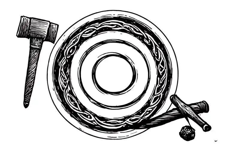 Enso zen circle and Japanese hammer tattoo design idea
