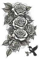 3 roses, 2 birds around, with cloud around tattoo design idea