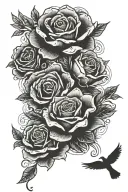 3 roses, 2 birds around, with cloud around tattoo design idea