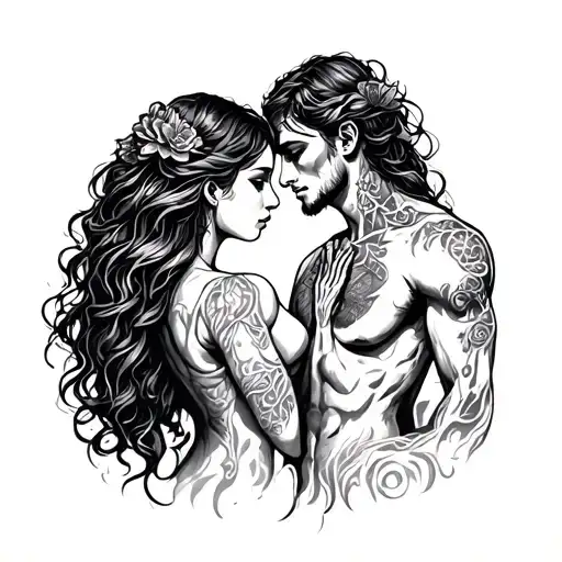 cancer Aquarius couple tattoo design tattoo design idea