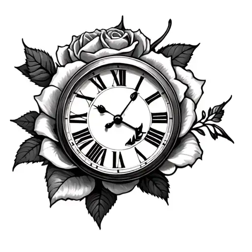 Clock, Rose, Birth, October 3, 2012 tattoo design idea