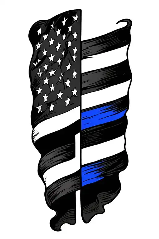 come and take it flag with thin blue line band tattoo design idea