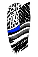 come and take it flag with thin blue line band tattoo design idea
