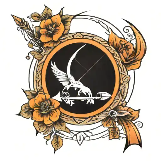 bow and arrow with sun rising tattoo design idea