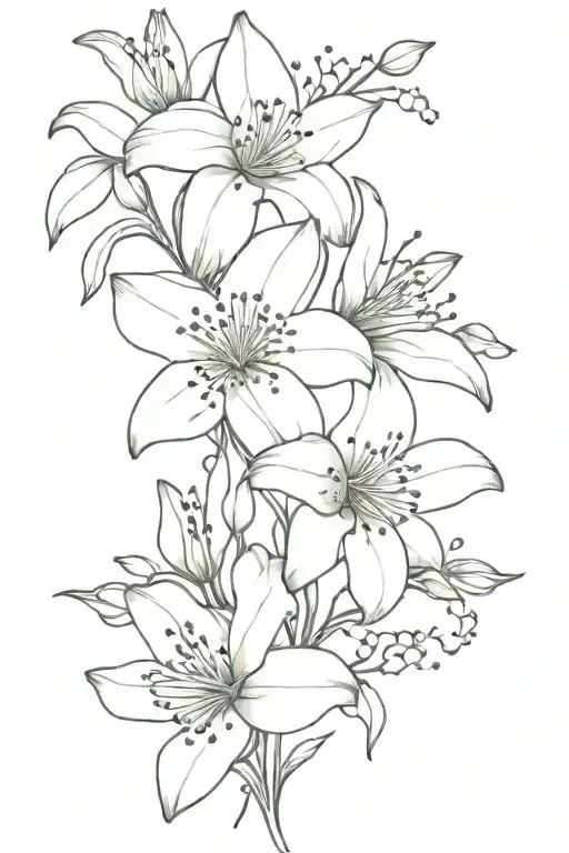 lilies and babys breath tattoo design idea