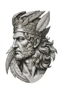 Hermes god greek art feathered as hair and winged crown tattoo design idea