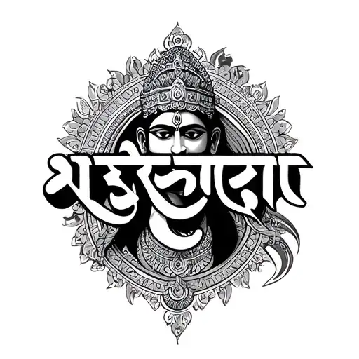 Arjuna written in hindi language tattoo design idea