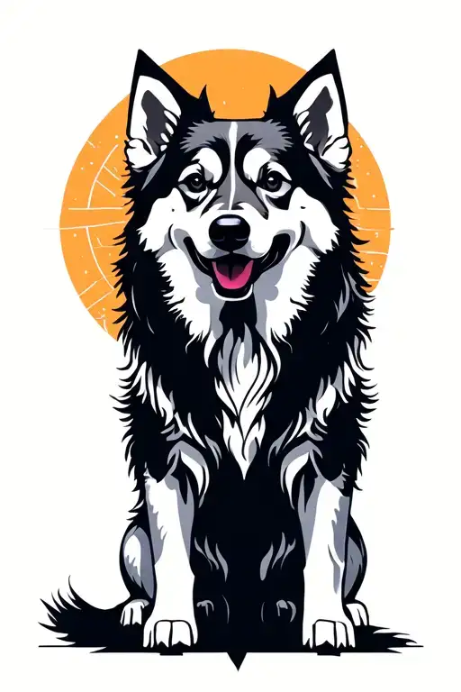 a subtle, connected to soul leaving the body, spitz dog in heaven tattoo design idea