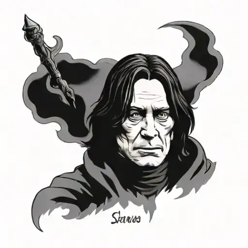 Severus snape wand casting a spell that says always  tattoo design idea