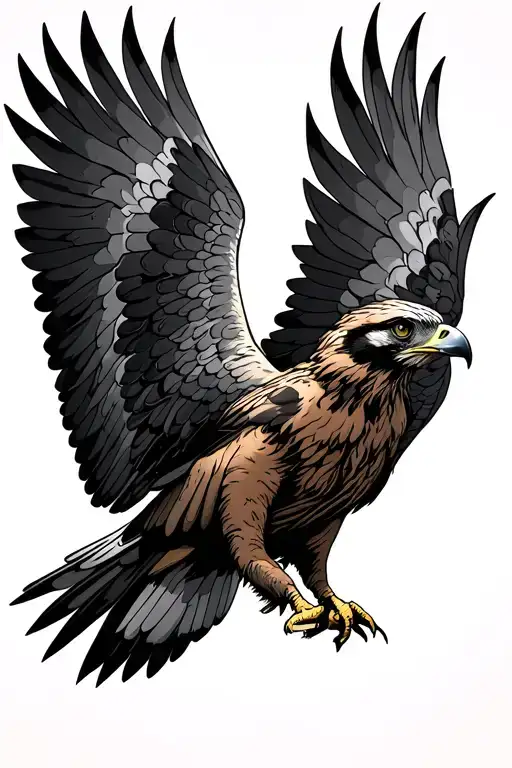 hawk with its wings back diving tattoo design idea