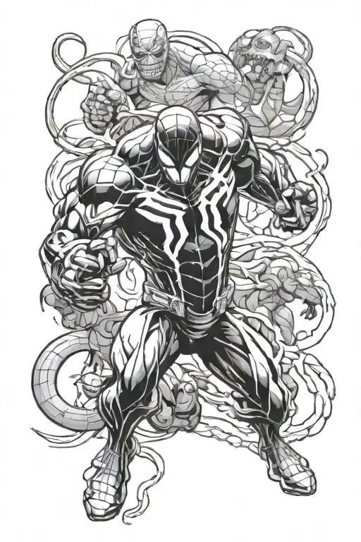 venom, ironman, Spiderman, hulk, tattoo design idea