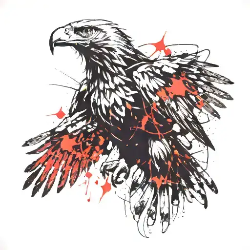 eagle of roman legionaries in black and red with a sign in its paws tattoo design idea