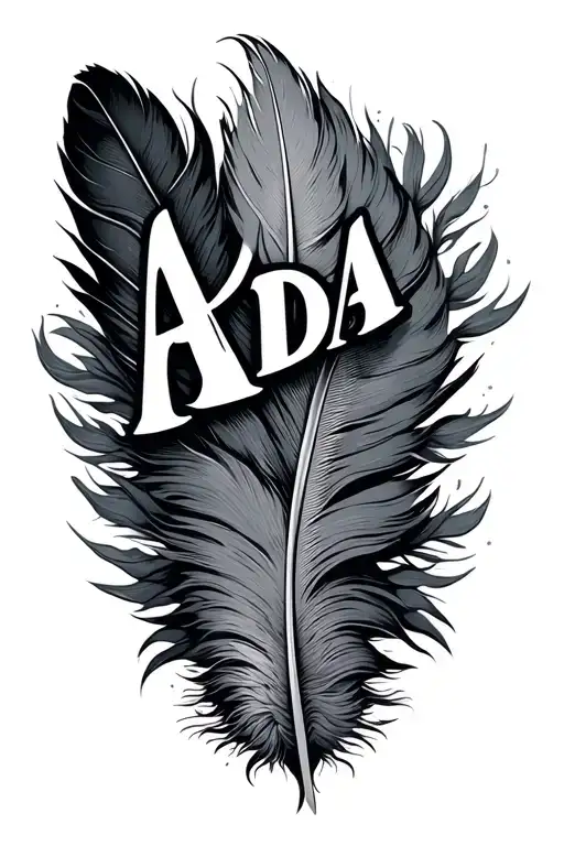 "ADA" feather tattoo design idea