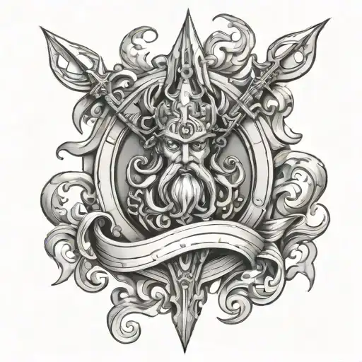 Neptune trident 3 sons tattoo design idea