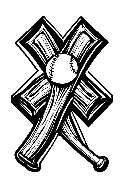 Baseball bat, cross, Colossians 3:23 verse tattoo design idea