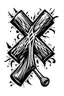 Baseball bat, cross, Colossians 3:23 verse tattoo design idea