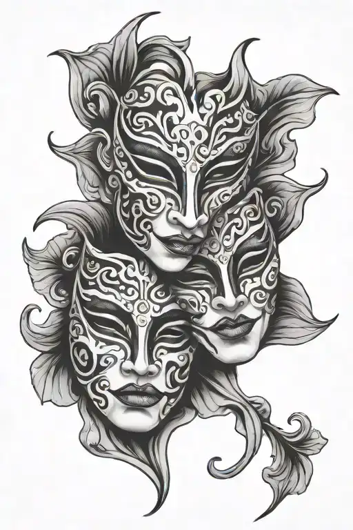 drama mask tattoo design idea