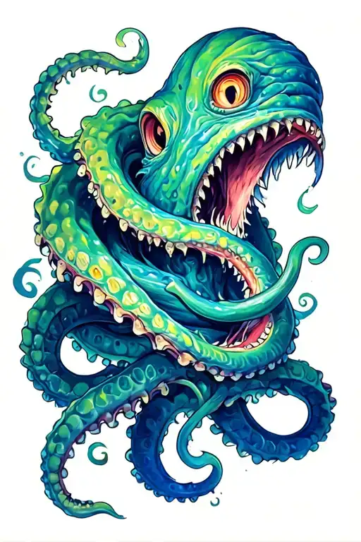 Kraken tentacle wrapped tattoo design idea