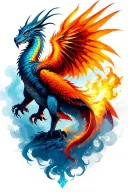 dragon phoenix rising from ashes tattoo design idea
