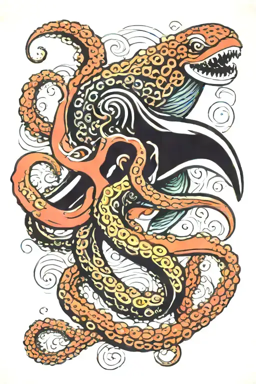 octopus, orca, aliens tattoo design idea