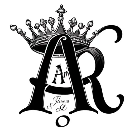 Ariana name with a crown on the initial tattoo design idea