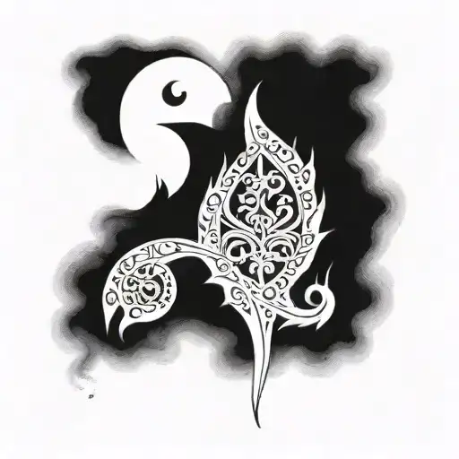trishul and mor pankh  tattoo design idea
