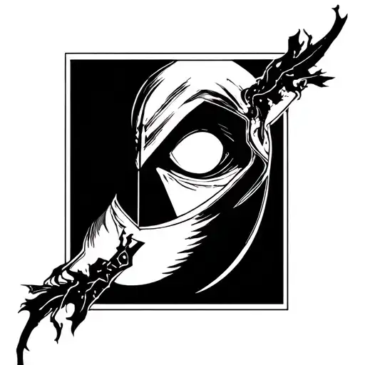 traditional style tattoo including moon knight, eye of agamoto and the living tribunal  tattoo design idea